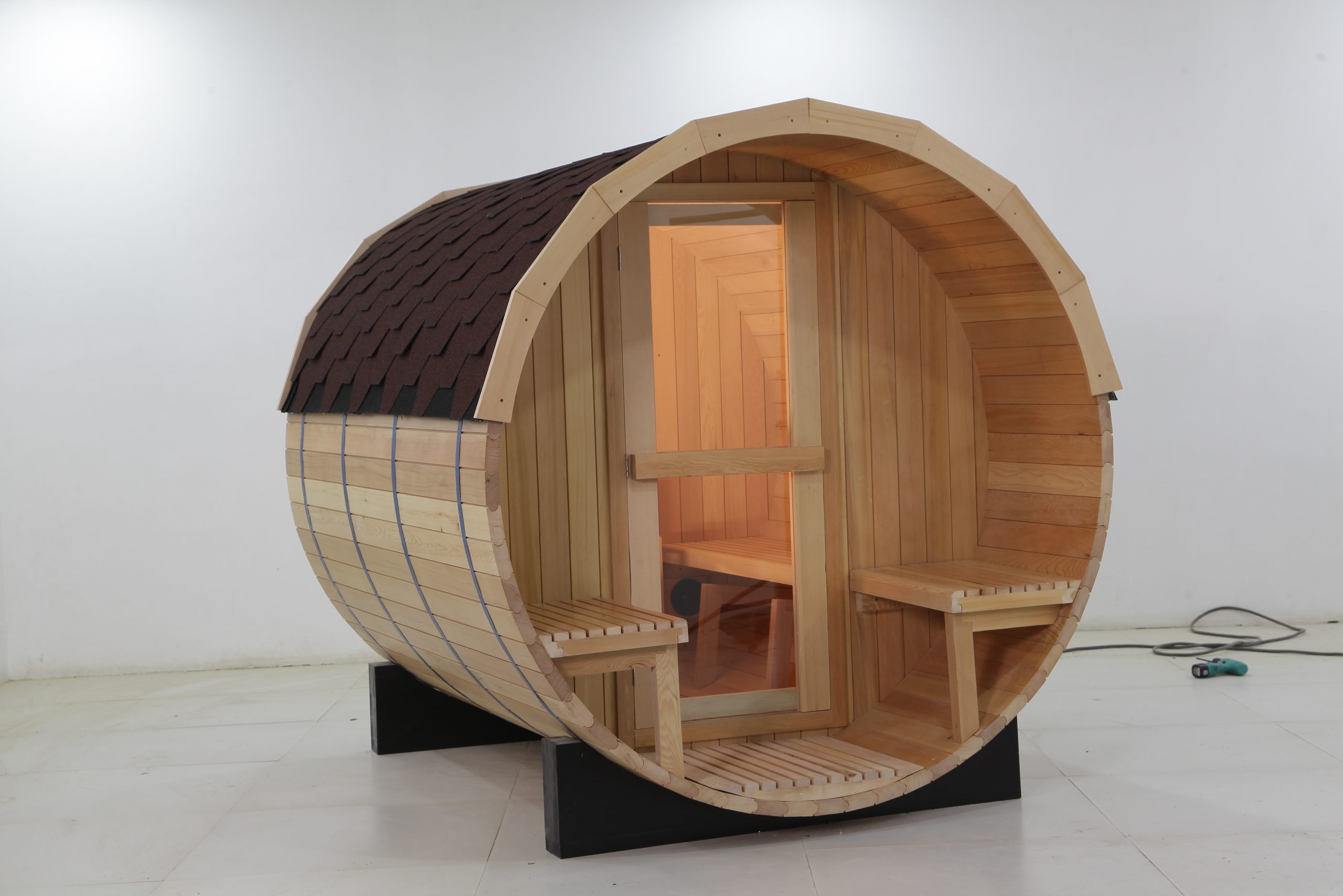 Best Selling Backyard Panoramic 6 Person Barrel Steam Sauna Room 004