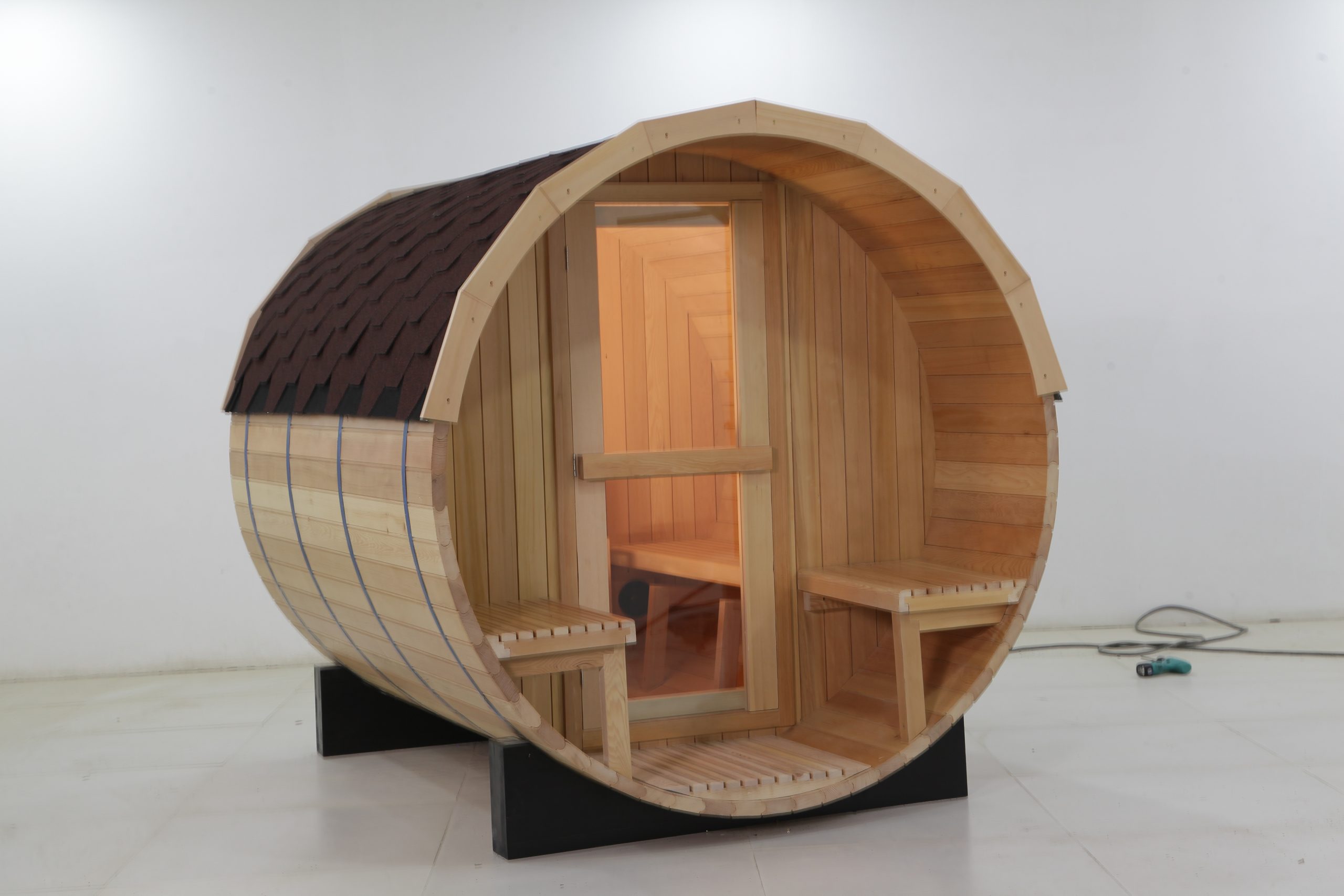 Best Selling Backyard Panoramic 6 Person Barrel Steam Sauna Room 007