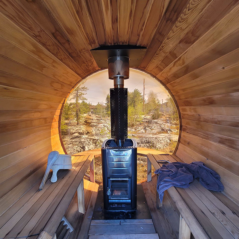 Best Selling Backyard Panoramic 6 Person Barrel Steam Sauna Room 12
