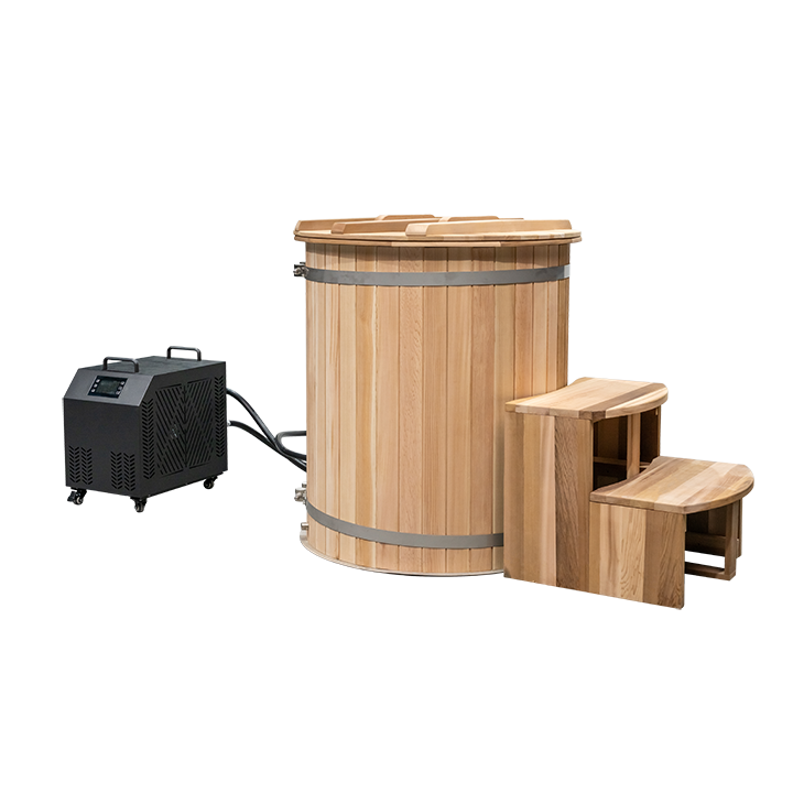 Custom 1 Person Cheap Wooden Ice Bath Barrel With Chiller 009
