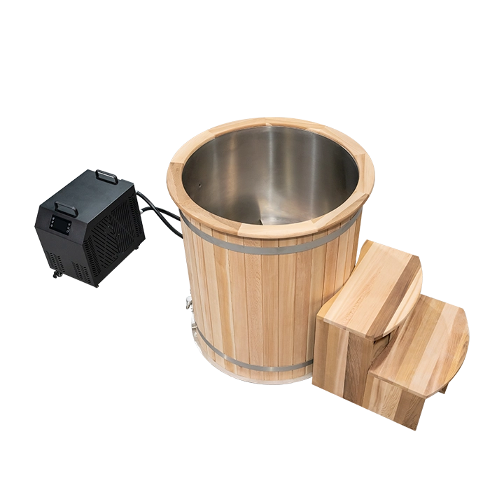 Custom 1 Person Cheap Wooden Ice Bath Barrel With Chiller 11