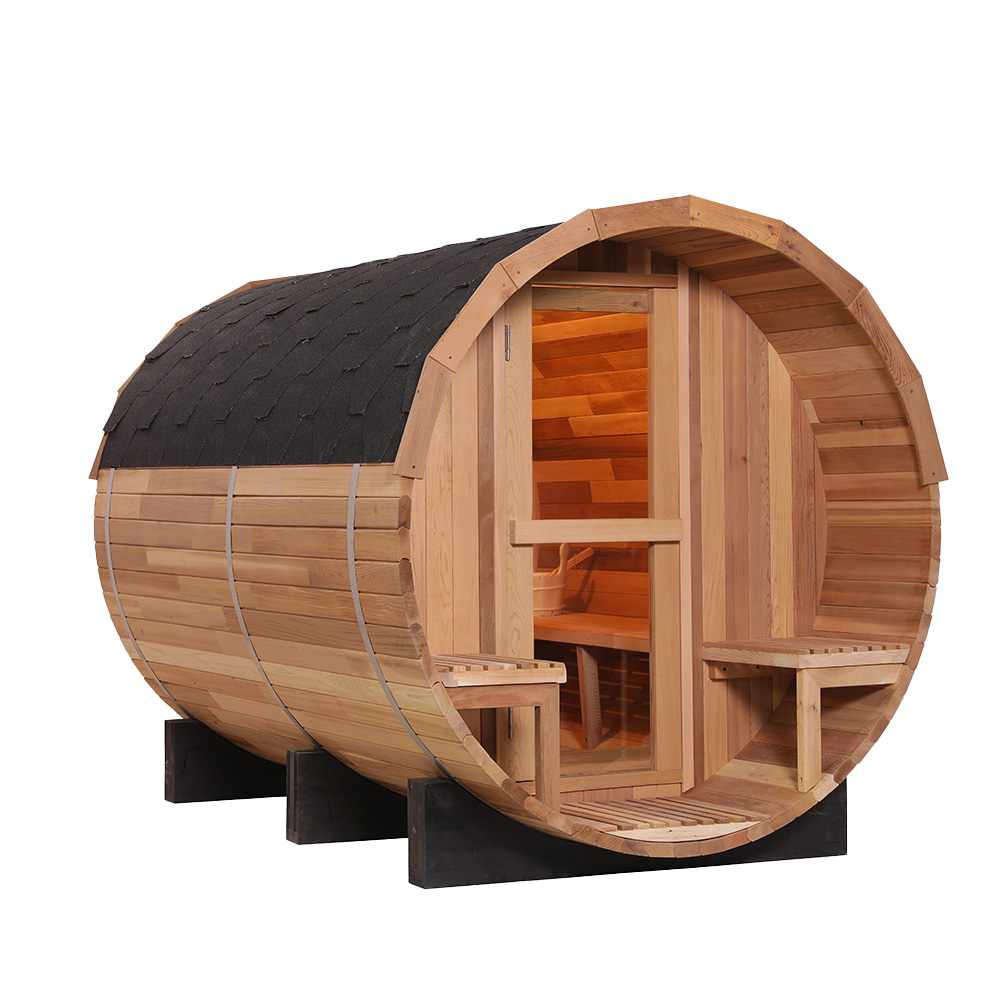 Custom 360 Degree Panoramic 4 Person Outdoor Cedar Barrel Sauna 004
