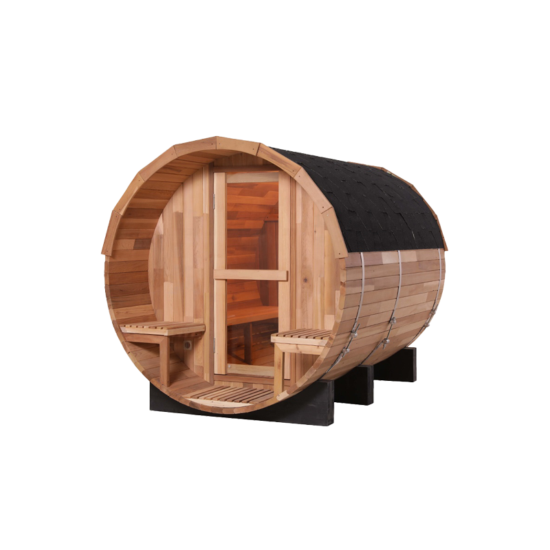 Custom 4 People Capacity Redwood Outdoors Barrel Sauna 11