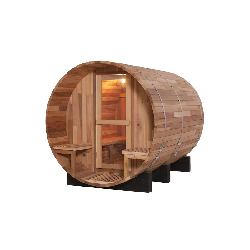 Custom 4 People Capacity Redwood Outdoors Barrel Sauna 12