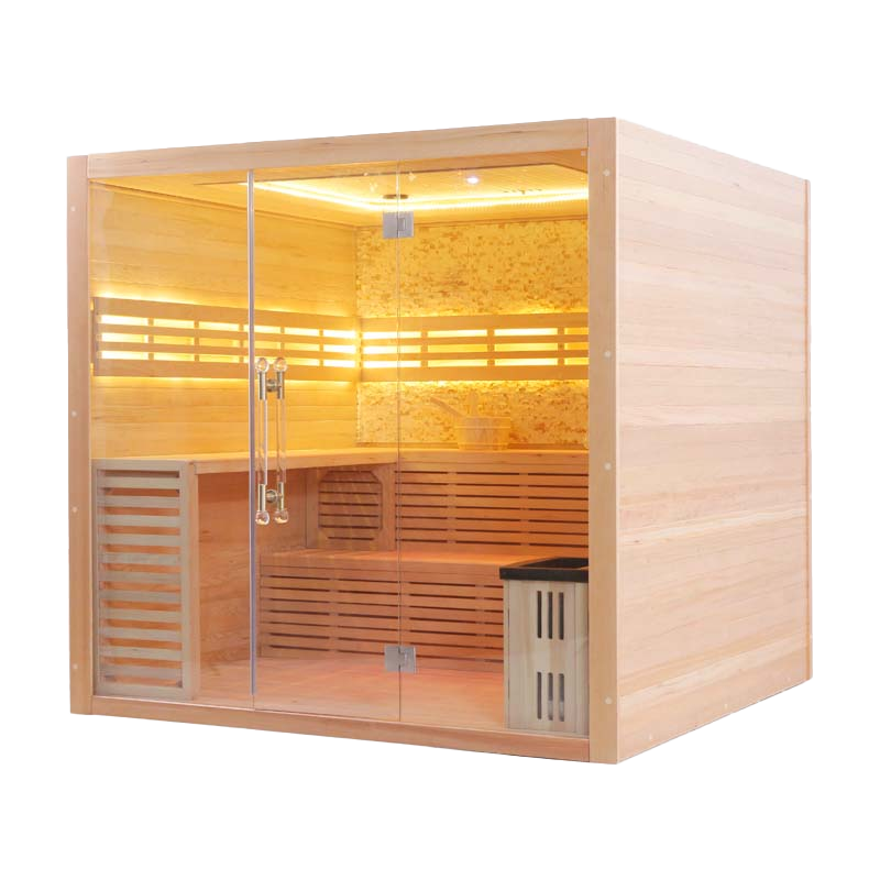Custom Hemlock Red Cedar Traditional Steam Sauna Factory 11