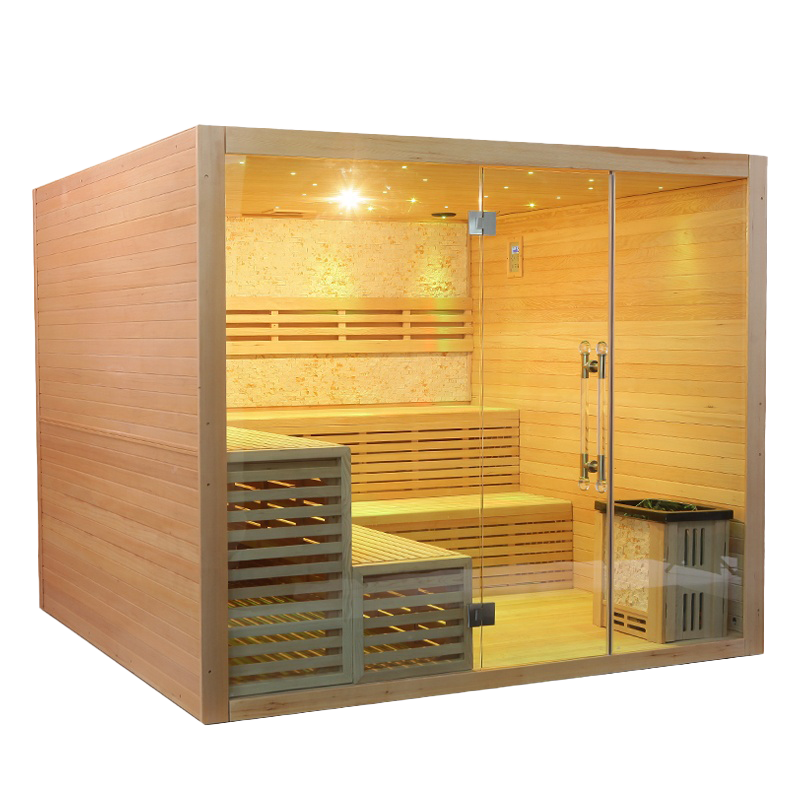 Custom Hemlock Red Cedar Traditional Steam Sauna Factory 12