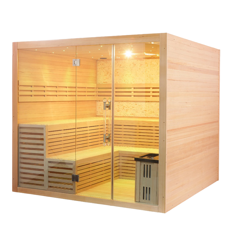 Custom Hemlock Red Cedar Traditional Steam Sauna Factory 13