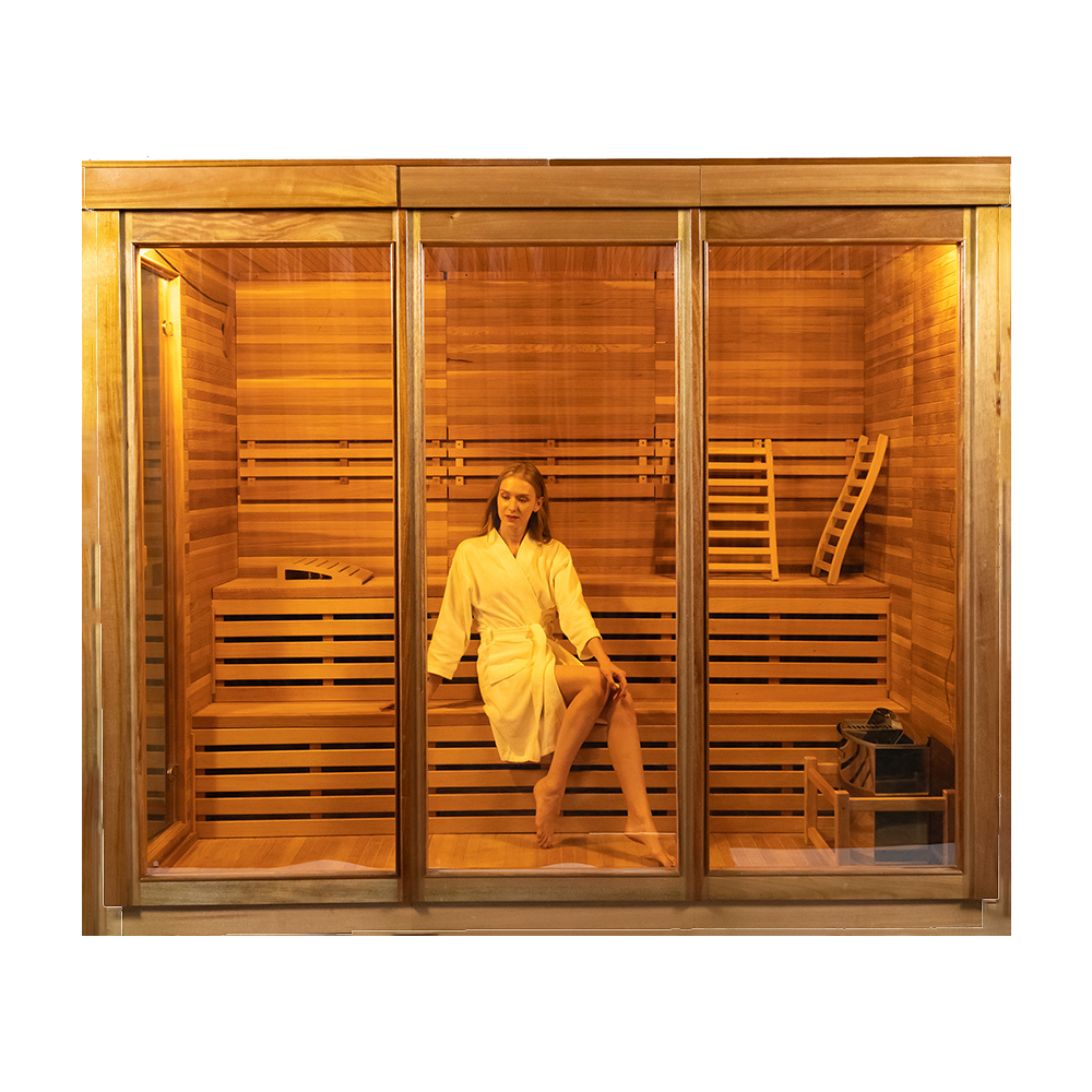 Custom Wholesale 6-8 Person Outdoor Dry Steam Traditional Sauna Room 009