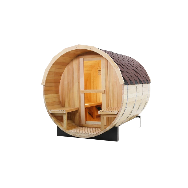 Factory Price Wholesale Solid Hemlock Redwood Barrel Steam Sauna Room 009