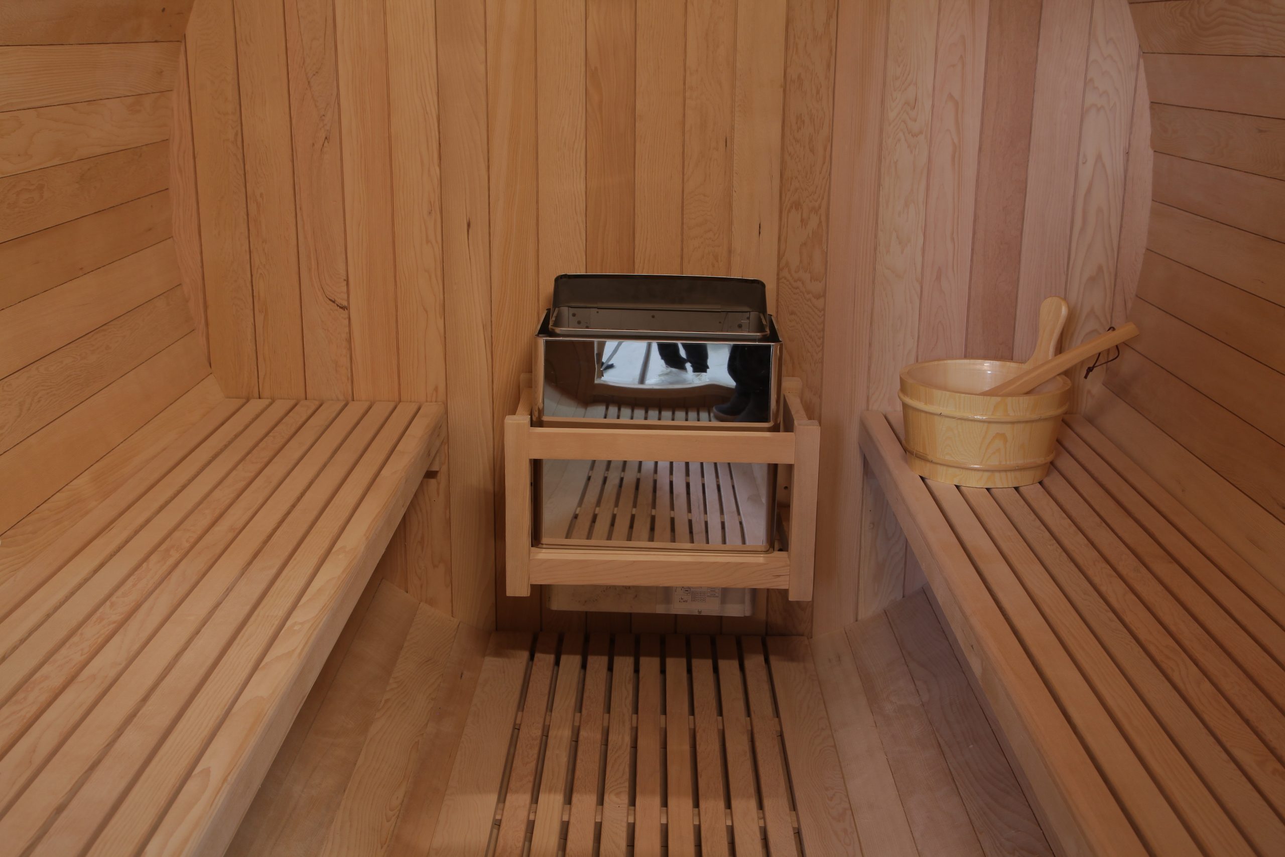 Wholesale Red Cedar Outdoor 2 Person Barrel Sauna Room 006