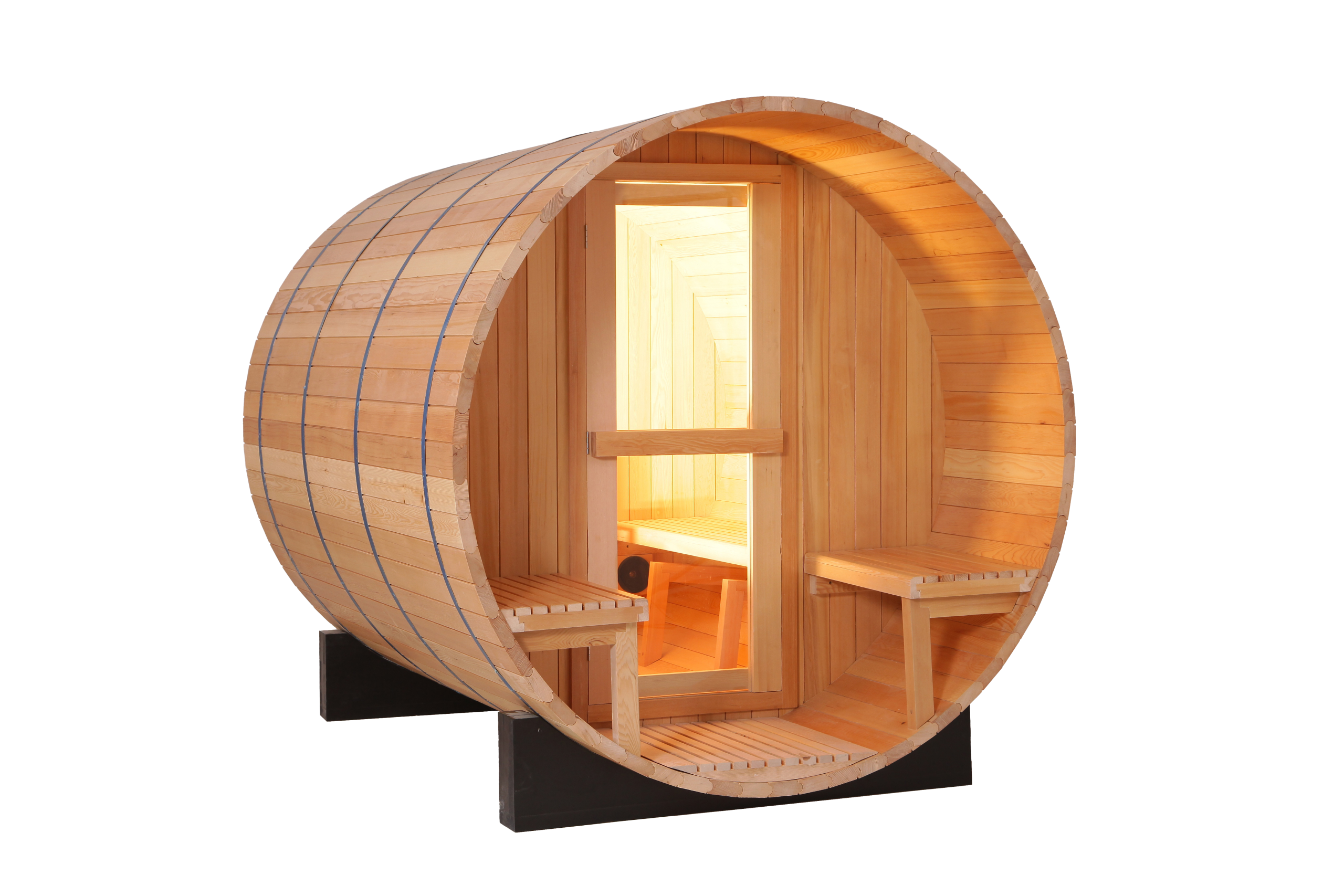 Wholesale Red Cedar Outdoor 2 Person Barrel Sauna Room 014