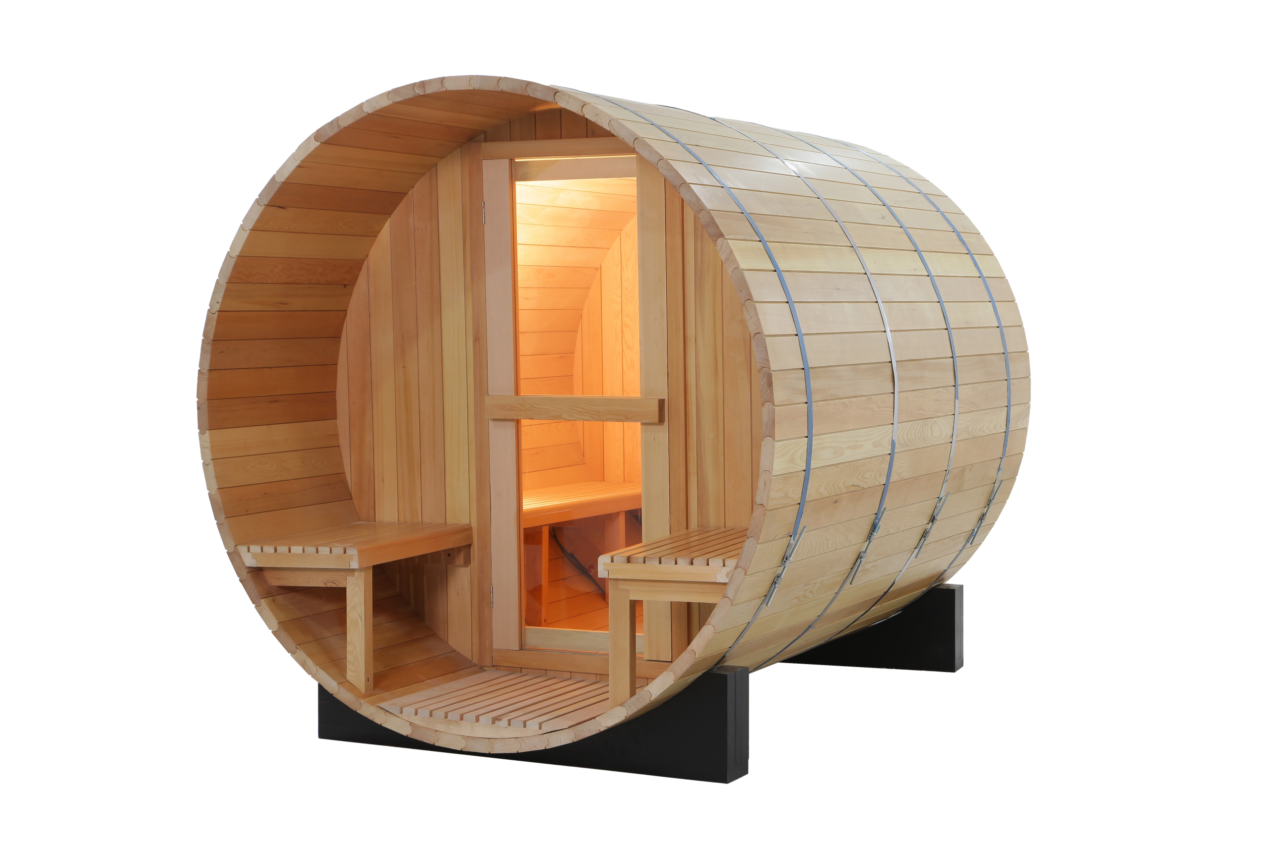 Wholesale Red Cedar Outdoor 2 Person Barrel Sauna Room 017