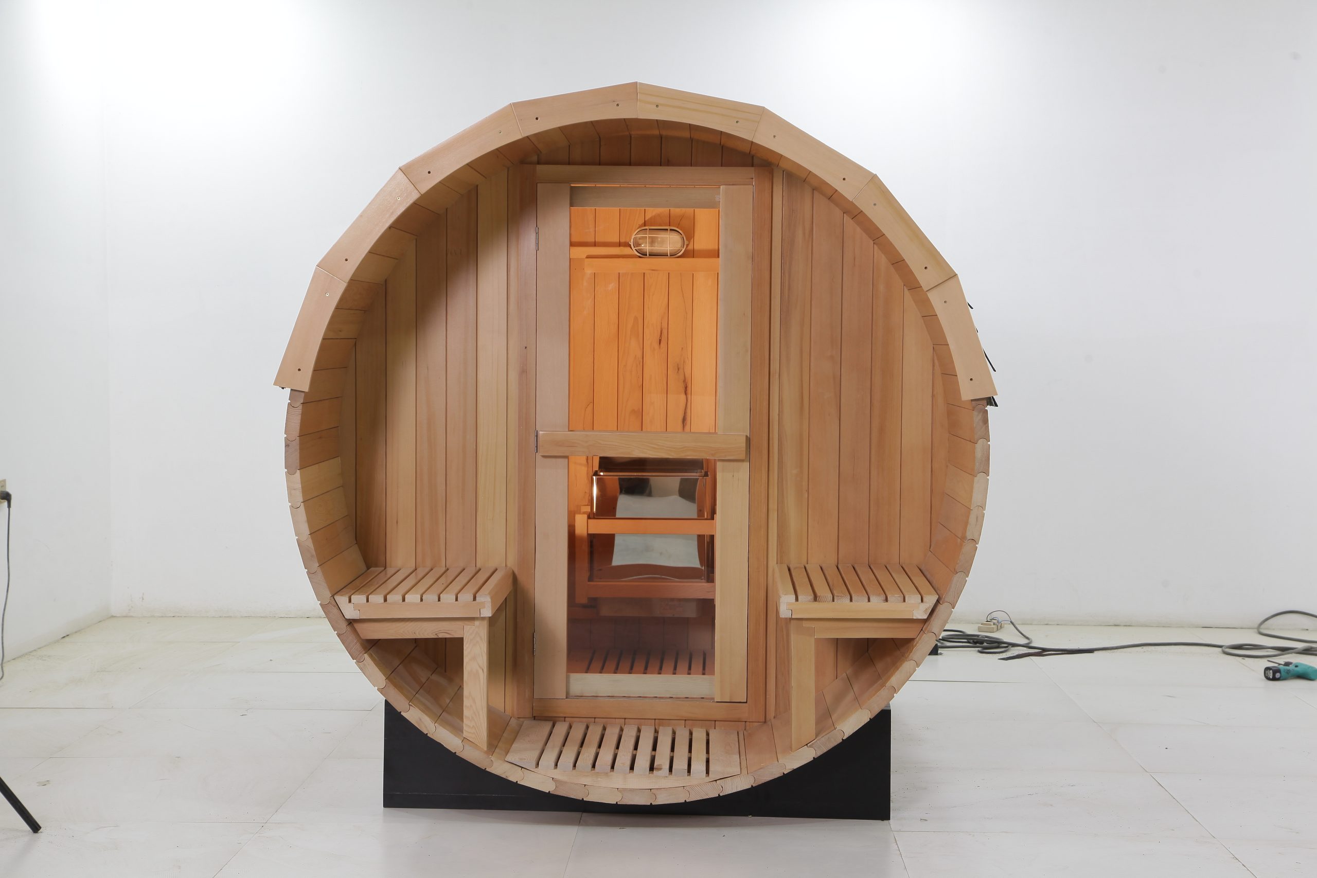 Wholesale Red Cedar Outdoor 2 Person Barrel Sauna Room 12